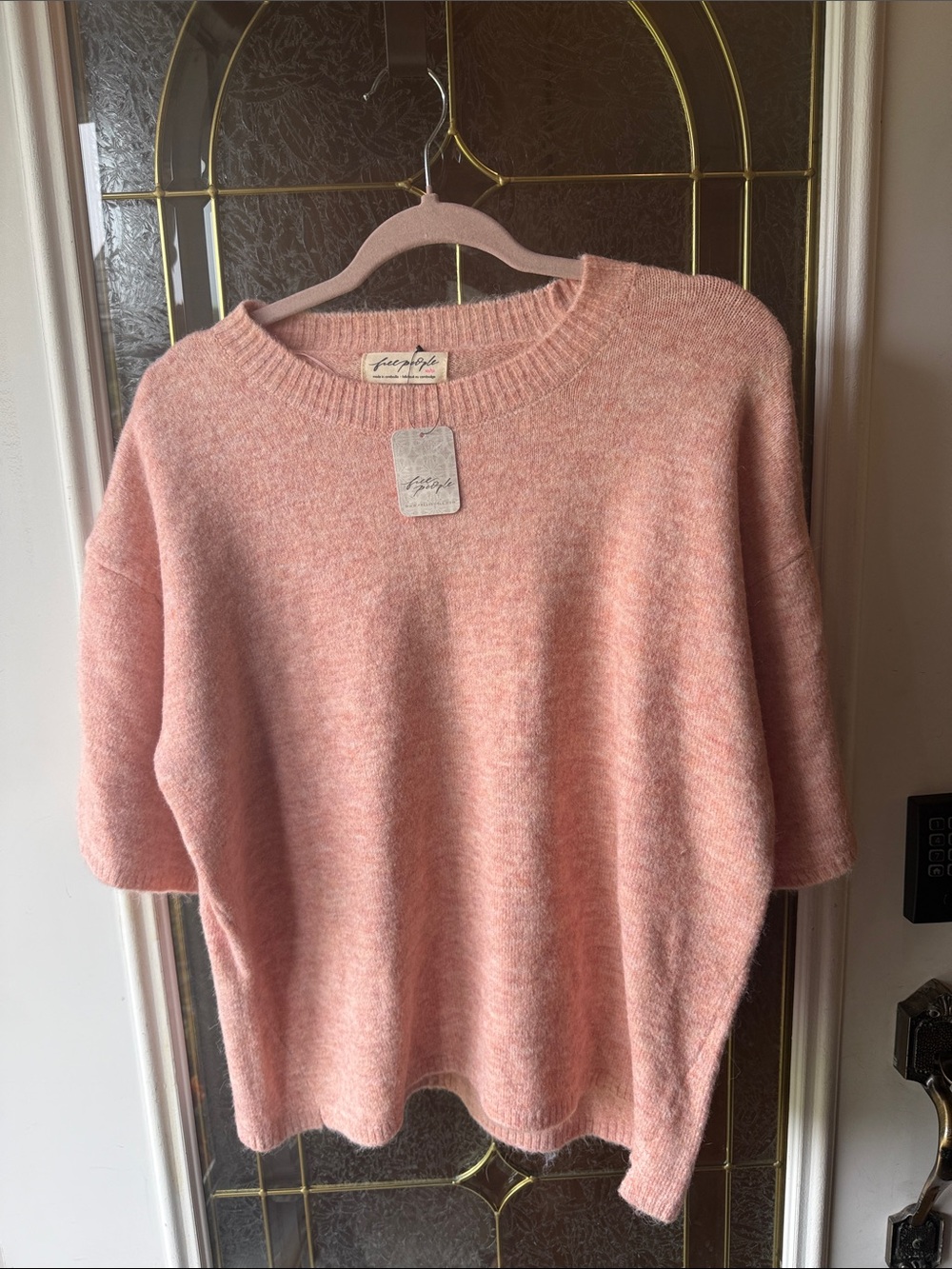 Free People Heathered Coral Short-Sleeve MARGOT SWEATER TEE!